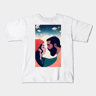 interracial couple in love sticker Kids T-Shirt